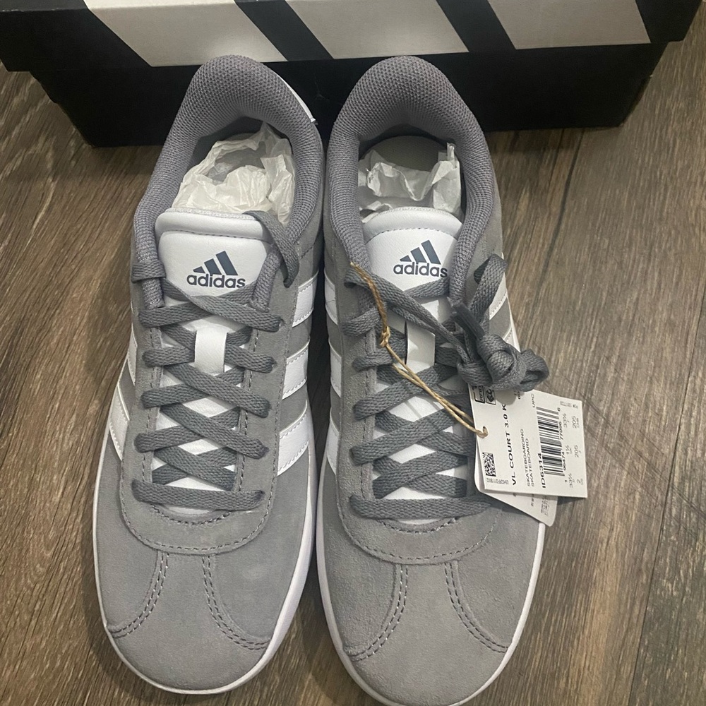 Adidas VL Court 3.0 K Gray Skate Shoes